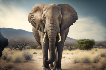 Naklejka na ściany i meble a big elephant in its natural habitat