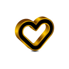vector golden heart for valentine's day