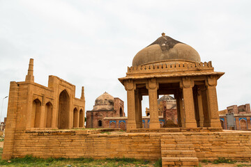 Ancient mausoleum at Makli Hill in Thatta, Pakistan. Necropolis, graveyard