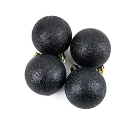 Black Christmas balls isolated on white background