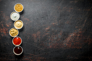Different types of sauces.