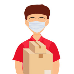 Cartoon Delivery Man Clipart Vector