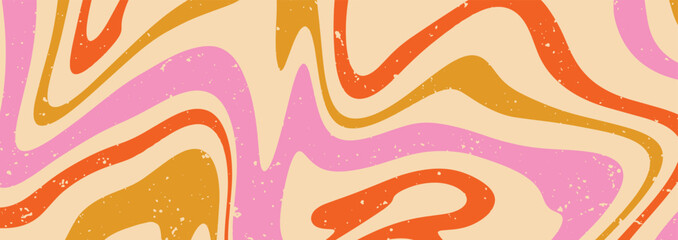 Retro Wavy Pattern Swirl 70s Colorful Background Vector Illustration