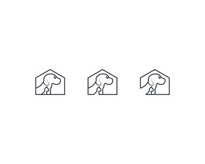 Dog and cat home logo design template, pet love logo design suitable for pet shop, store, cafe, business, hotel, veterinary clinic, Domestic animal vector illustration logotype, sign, symbol