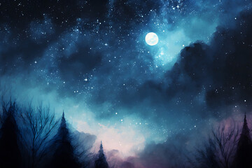 Fototapeta na wymiar Galaxy landscape background. Night sky with stars wallpaper. Generative AI.