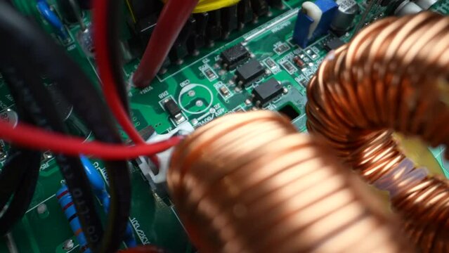 Disassembled electrical appliance close-up. Travel by trolley