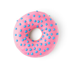 Tasty glazed donut with sprinkles isolated on white background