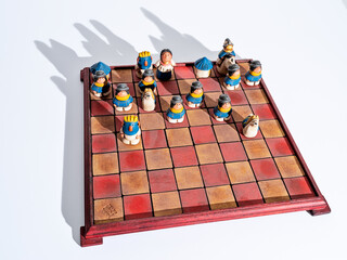 Chess Set on White Background