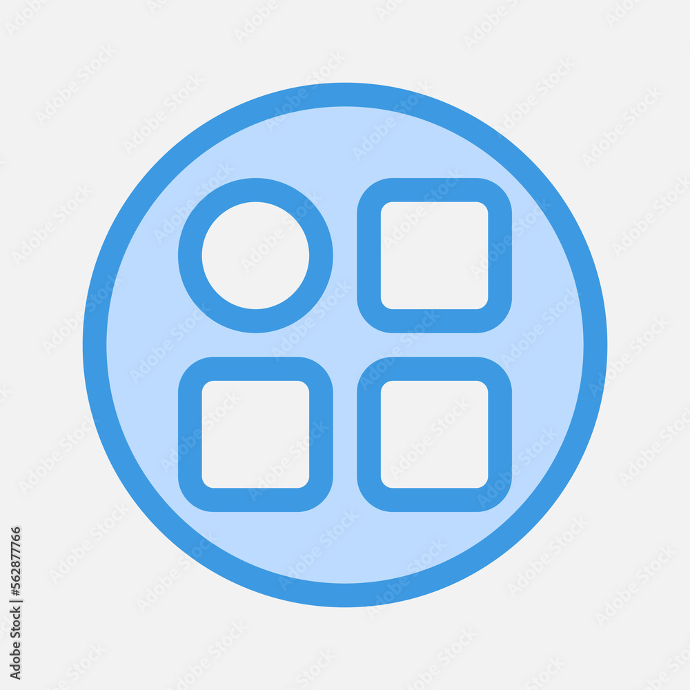 Wall mural menu icon in blue style about essentials, use for website mobile app presentation