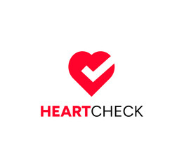 Heart with check mark logo design vector template