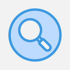 Search icon in blue style about essentials, use for website mobile app presentation