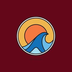 Vector illustration surfing theme badge design. For t-shirt prints, posters, stickers and other uses.