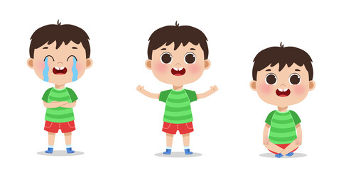 illustration three expressions of children boy