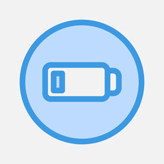 Low battery icon in blue style about essentials, use for website mobile app presentation