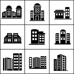 Obraz premium Building vector icon set. Illustration isolated for graphic and web design..eps