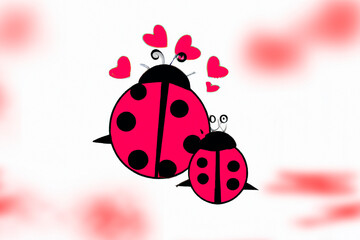 graphic illustration of two neighboring ladybugs and hearts
