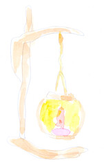 Lantern, light, lighting, sketch. Watercolor, art decoration, sketch. Illustration hand drawn modern