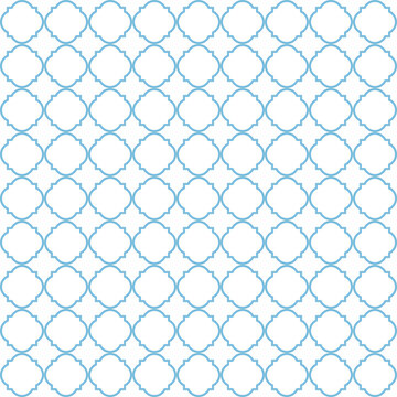 Morocco white and blue quatrefoil pattern, texture islamic background. 	