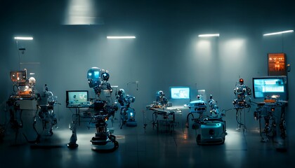 Fototapeta Artificial Intelligence laboratory - A.I. creating A.I. media obraz