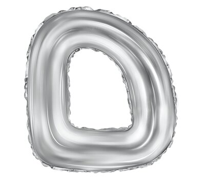 Silver foil inflatable toys font Hebrew letters balloons. 3d illustration of a realistic letter Mem sofit isolated on white. Hebrew alphabet.Type for Jewish holidays 