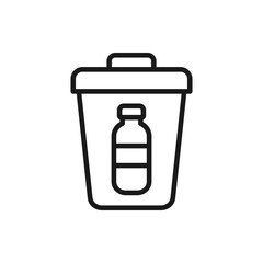 Plastic trash icon line style isolated on white background. Vector illustration