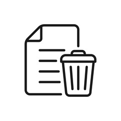 Paper and trash can. Delete file icon line style isolated on white background. Vector illustration