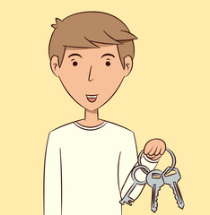 Young man holding keys