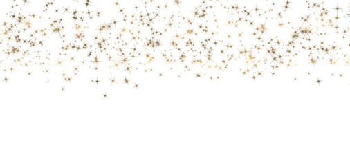 Golden shiny powder falling on a transparent background. White sparkling lights. Christmas holiday glitter particle. Magic star effect. Glitter background. festive party design. Sparkling flash. high 
