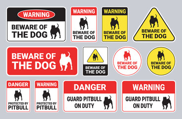 Beware of The Dog and Pitbull Sign Collection
