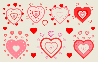 Fototapeta na wymiar Valentines day element, love vector Bundle, Love vector pattern, heart clipart, love drawing, hearts set