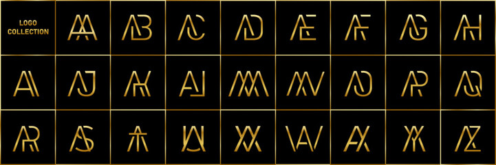 Set of creative letter A combination logo vector design bundle inspiration. Logo can be used for icon, brand, identity, alphabet, abstract, line, luxury, collection, and business company