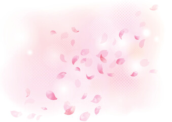 水彩　風に舞う桜の花びらフレーム、背景