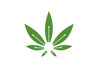 cannabis leaf logo design template.icon for science technology