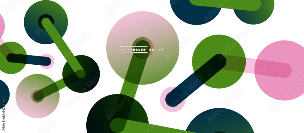 Poster Line points connections geometric abstract background. Circles connected by lines. Trendy techno business template for wallpaper, banner, background or landing