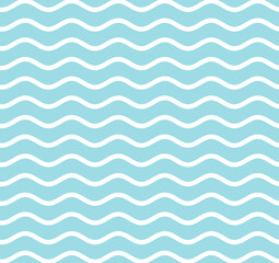 Waves Horizontal  Pattern .White Wavy Lines Pattern on aqua Background Design	