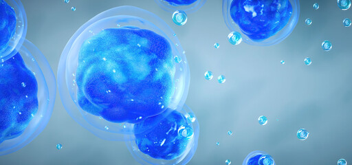 3D rendering of human cell or embryonic stem cell microscope background