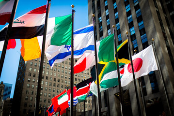 World flags waving in the wind