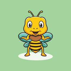 Cute bee smiling cartoon illustration