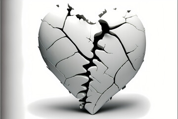Broken heart in white background, valentines day background, broken heart 