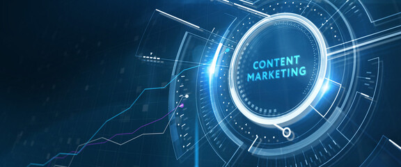 Fototapeta premium Business, Technology, Internet and network concept. Digital Marketing content planning advertising strategy concept. 3d illustration