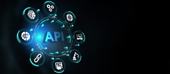 API - Application Programming Interface. Software development tool. Business, modern technology, internet and networking concept. 3d illustration