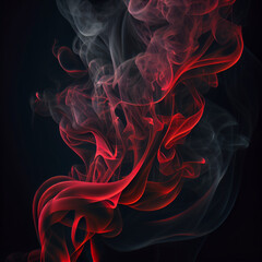 Obraz premium Red Fire and Smoke on Black Background Generative