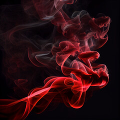Red Fire and Smoke on Black Background Generative