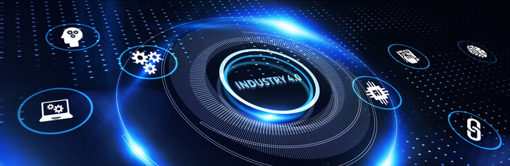Industry 4.0 Cloud computing, physical systems, IOT, cognitive computing industry. 3d illustration