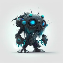  3d Monster character Illustrationcyberpunk and Steampunk style design