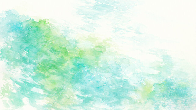 夏の木陰と木洩れ日をイメージした水彩背景　手描き