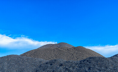 Pebble mountains and sky in summer