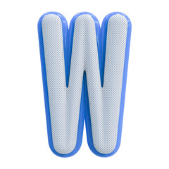 3d letter W . 3d alphabet blue with Generative AI