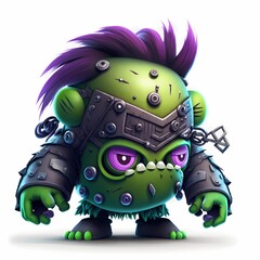 3d Monster character Illustration cyberpunk and Steampunk style design