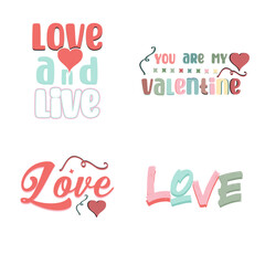 Valentine Day typography design set
